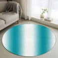thumbnail image 1 of 4ft Round Rug, Teal White Ombre Non-Skid Rubber Backing Large Area Rugs - Living Room Bedroom Home Office, Modern Abstract Art Farmhouse Gradient Indoor Floor Mat Carpets Washable Rug, 1 of 9