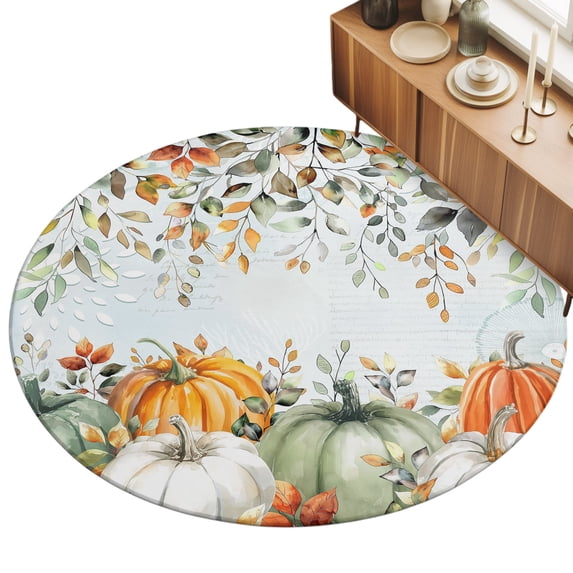 4ft Round Rug Thanksgiving Area Rugs for Living Room Bedroom Washable ...
