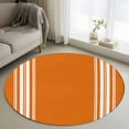 thumbnail image 1 of 4ft Round Rug, Thanksgiving Non-Skid Rubber Backing Large Area Rugs - Living Room Bedroom Home Office, Fall Luxurious Orange White Striped Harvest Autumn Indoor Floor Mat Carpets Washable Rug, 1 of 9