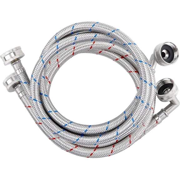 4ft Stainless Steel Washing Machine Hose with 90  Elbows 2 Packs Braided  Washer Hoses  Lines-Washer Hoses 4ft Hot and Cold Striped Water Connection-by