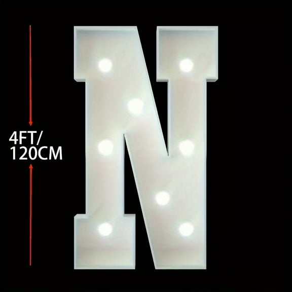 4ft Warm Lighted Letter A-Z | 3D Marquee-Style Self-Lit Decor | Battery-Powered for Weddings, Birthdays & Corporate Events | Indoor/Outdoor Cursive & Block Letters