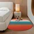 thumbnail image 1 of 4ft Washable Round Rug, Bohemian Gradient Red Non-Slip Circle Area Rug for Living Room Bedroom, Modern Minimalist Red Blue Ocean Beach Indoor Floor Mat for Home Decor, 1 of 9