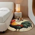 thumbnail image 1 of 4ft Washable Round Rug, Retro Rooster Non-Slip Circle Area Rug for Living Room Bedroom, Watercolor Music Score Animal Indoor Floor Mat for Home Decor, 1 of 9