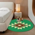 thumbnail image 1 of 4ft Washable Round Rug, Triangle Combination Pattern Non-Slip Circle Area Rug for Living Room Bedroom, Yellow Brown Green Retro Decor Indoor Floor Mat for Home Decor, 1 of 9