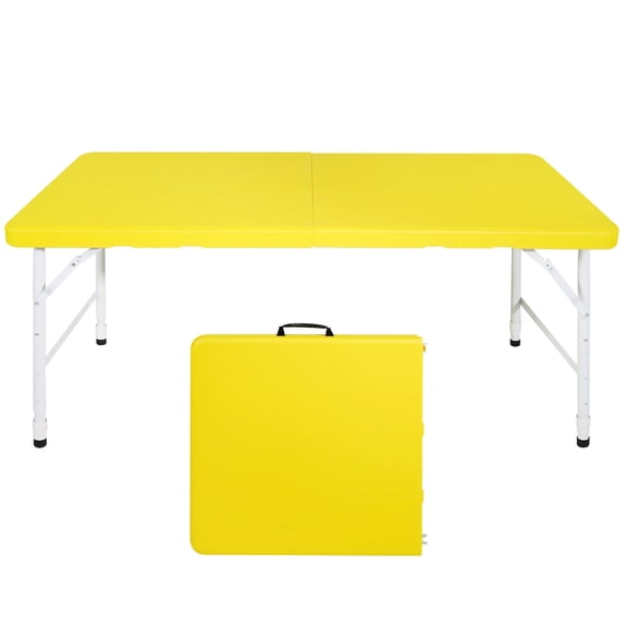 4ft Yellow Portable Table, Easy to Fold and Carry / Great for Camping Trips