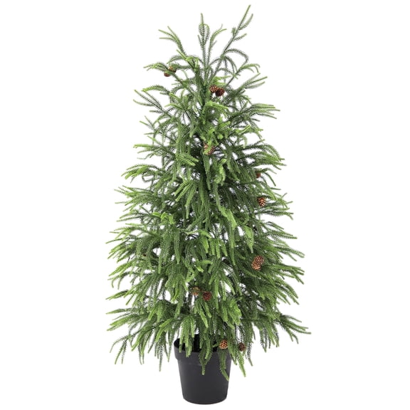 Nafresh 4ft Real Touch Norfolk Pine Tree, 48" UV Resistant Artificial Norfolk Pine Tree, with Realistic Pinecones & Full Branches for Front Porch Bedroom Livingroom Tabletop Holiday Decor.