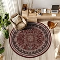 thumbnail image 1 of Pentantan Vintage Round Area Rug, 4ft x 4ft Red Retro Style Washable Rug with Anti-Slip Backing for Living Room, 1 of 7
