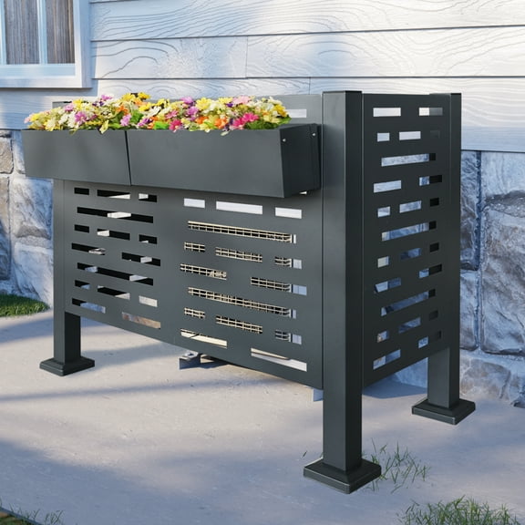 4ftx2ft Air Conditioner Fence for Outdoor Units,Metal Privacy Fence Cover, Perfect to Conceal Air Conditioning Units,3- Fence Panels