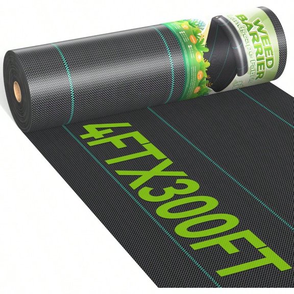 4ftx300ft Weed Barrier Landscape 3.2oz Fabric Heavy Duty Woven Weed Control Cloth Woven Geotextile Fabric for Underlayment Gardening Ground Commercial Driveway Weed Block Cover Mat