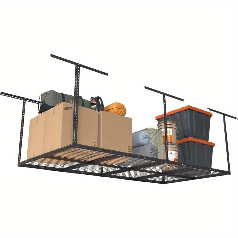 Steel Drop Storage Rack 4ftx8ft Overhead Garage Storage Rack Heavy-Duty Metal Garage Ceiling ...