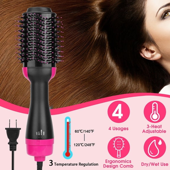 4in 1 Hair Dryer Straightener,Multi-use Hair Dryer Brush with Aluminum Tube Comb Head, Lightweight Design Hot Air Comb for Home & Salon Use,Electric Curler,Curly lron,Hair Curling Iron