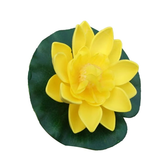 4in Artificial Floating Lotus Flowers - Lifelike Ornanment Pond Decor,Artificial Lily Pads for Pond,Water Features, Wedding Decor,Fake Lotus for Aquariums,Vases,Outdoor Fountains,Party Decor(Yellow)