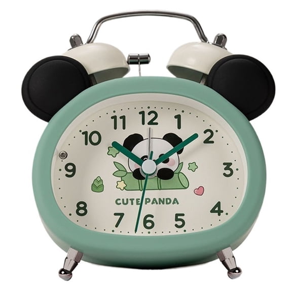 4in Cartoon Panda Loud Twin Bell Alarm Clock with Backlight, Battery Operated