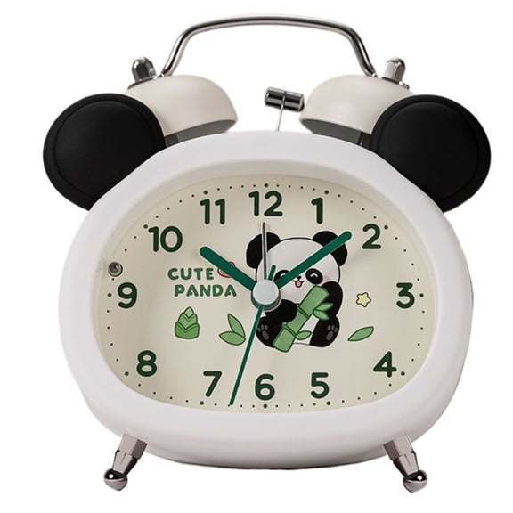 4in Cartoon Panda Loud Twin Bell Alarm Clock with Backlight, Battery Operated