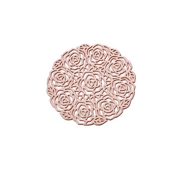 4in Decorative Cup Coaster with Gold Stamped Rose Pattern – Heat Insulation Pad for Hot/Cold Drinks, Non-Slip & Scratch-Resistant, Ideal for Home, Office, Kitchen & Coffee Table