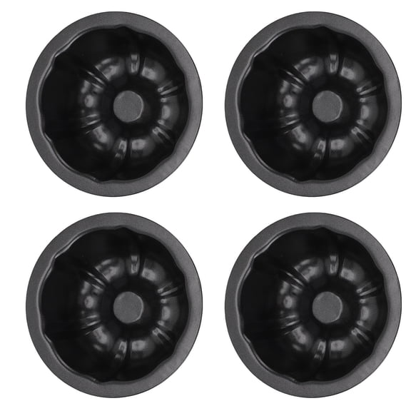 4in Mini Flan Mold Set Nonstick Round Pudding Baking Cups Carbon Steel Cake Pans (4 Inches / 10.16 cm)