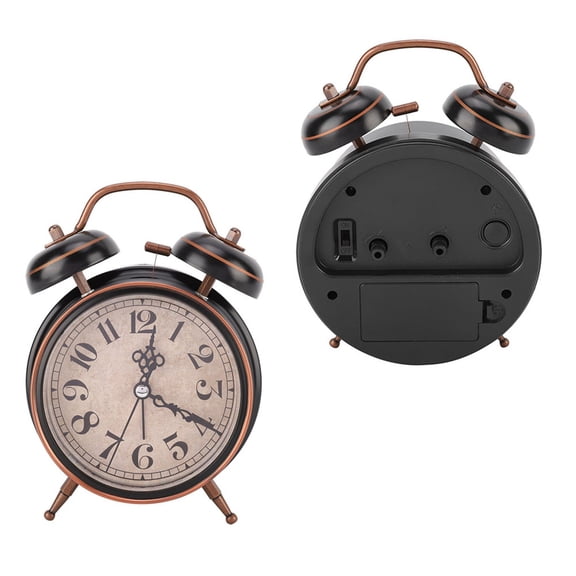 4in Retro Alarm Clock Desktop Clock with Night Light Double Twin for Home Use