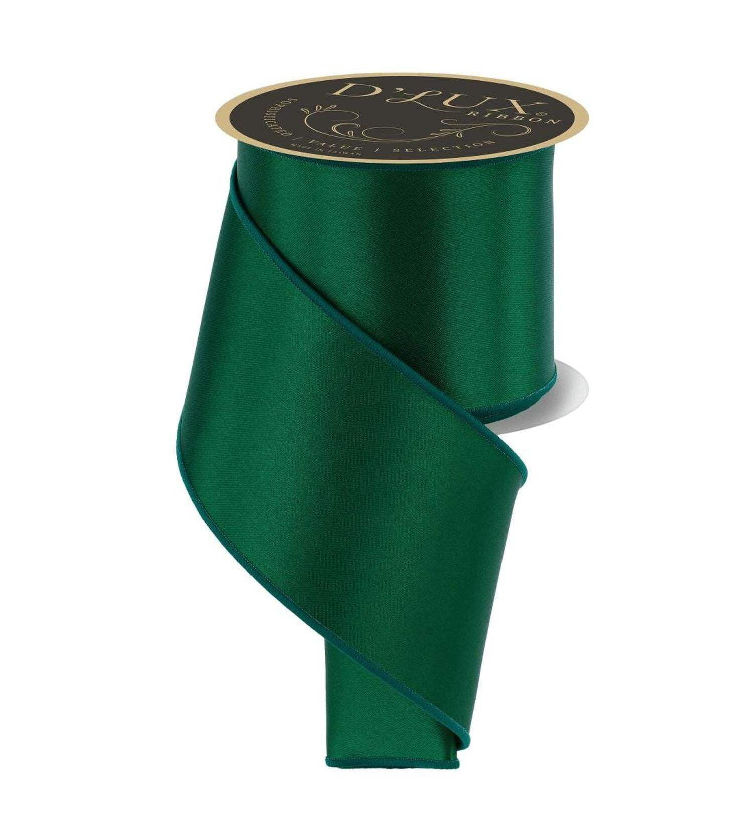 4in Satin Fused Ribbon: Emerald Green (10 Yards)