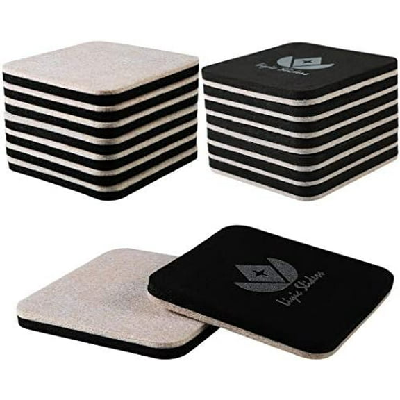 4in Square Felt Sliders for Hard Surfaces - Heavy Duty Reusable Hardwood Floor Sliders - Furniture Movers