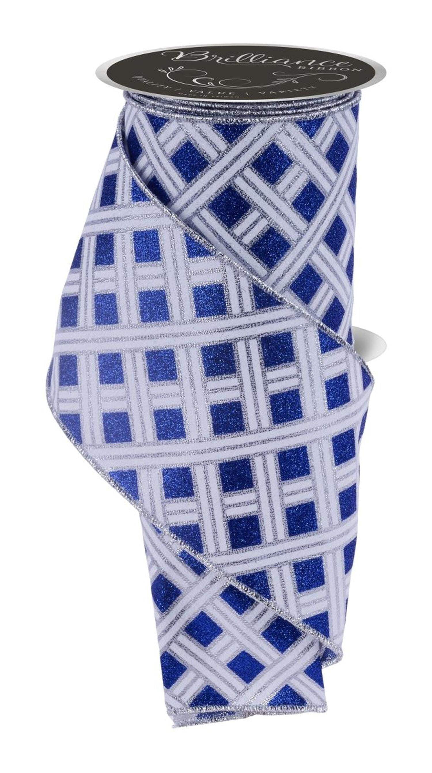 4in Woven Stripes Ribbon: Royal Blue (10 Yards)
