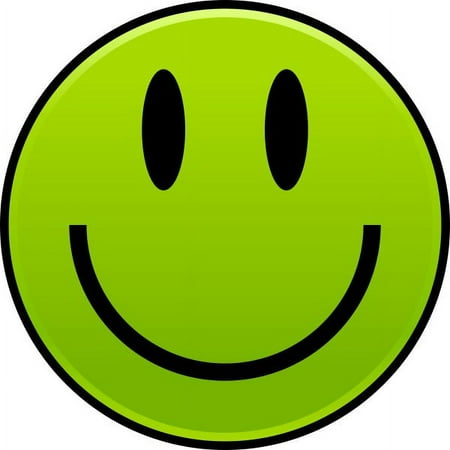 4in X 4in Green Happy Face Sticker