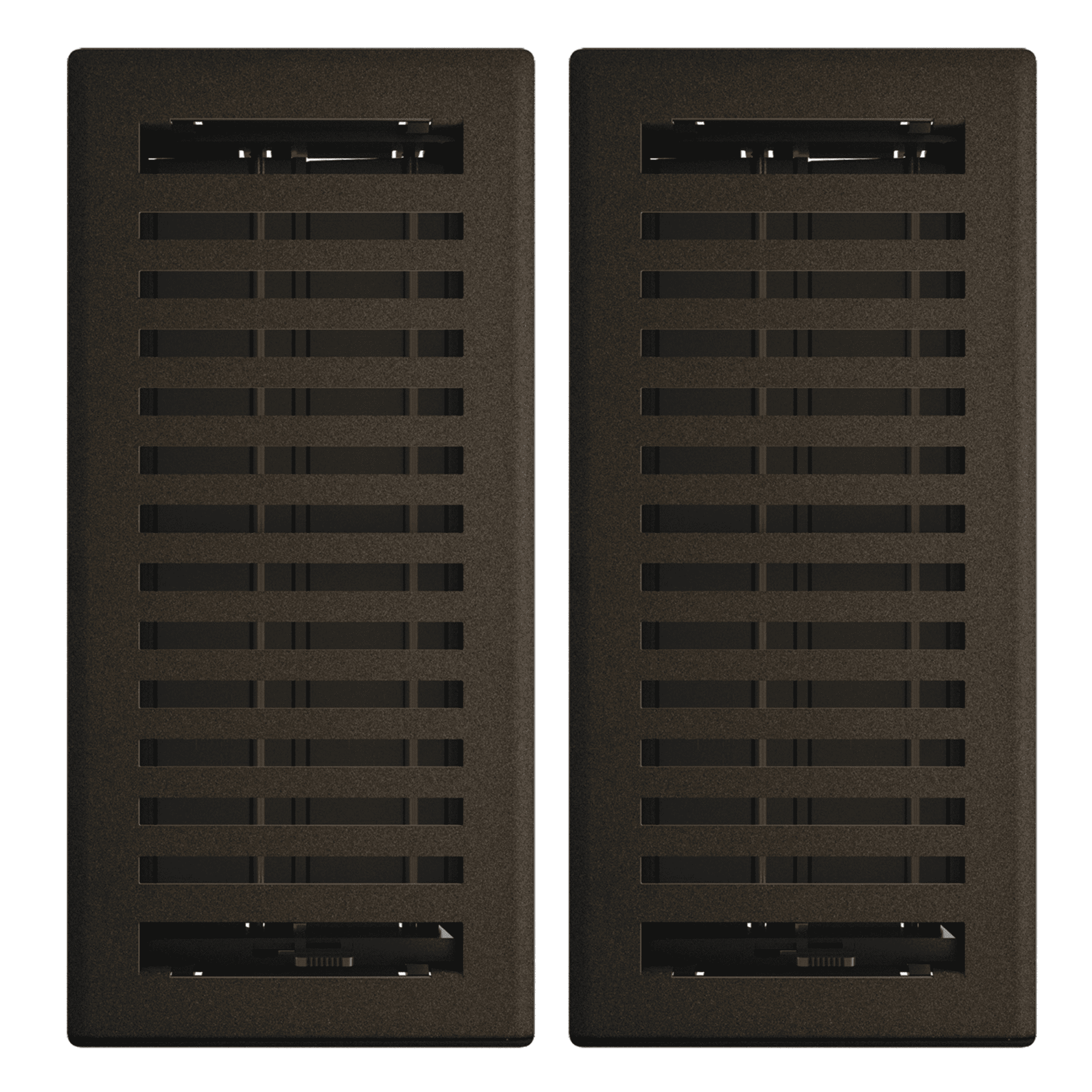 4in x 10in Montezuma Style Bronze Age Metal Heating and Cooling Air Floor Register (2 PACK) - Overall 5 1/4" x 11 1/4"