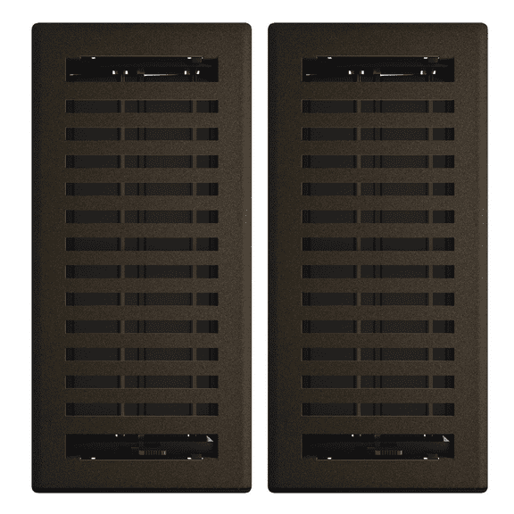 4in x 10in Montezuma Style Bronze Age Metal Heating and Cooling Air Floor Register (2 PACK) - Overall 5 1/4" x 11 1/4"