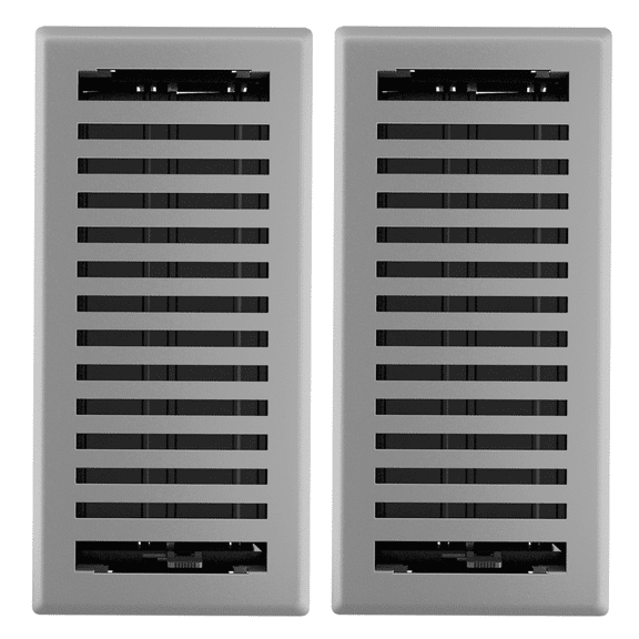 4in x 10in Montezuma Style Grey Granite Metal Heating and Cooling Air Floor Register (2 PACK) - Overall 5 1/4" x 11 1/4"