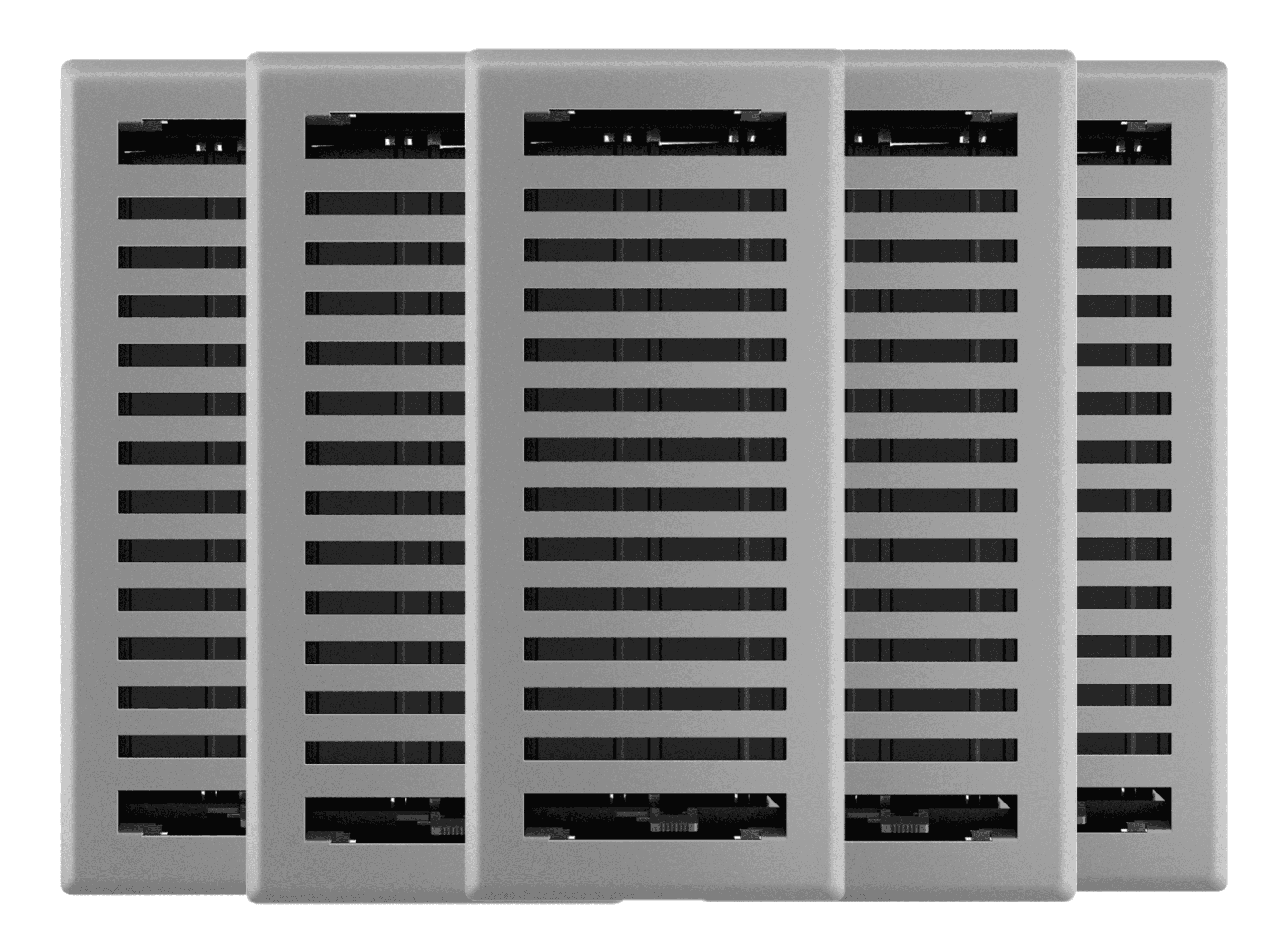 4in x 10in Montezuma Style Grey Granite Metal Heating and Cooling Air Floor Register (5 PACK) - Overall 5 1/4" x 11 1/4"