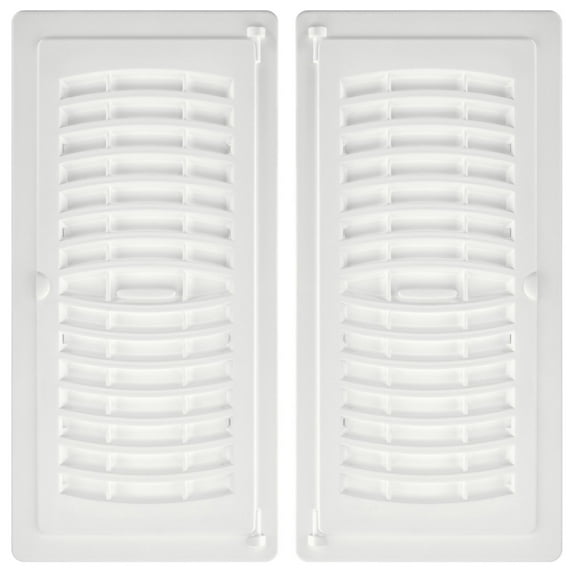 4in x 10in Plastic Rust Proof White Pop-Up Heating and Cooling Floor Register (2 PACK) - Overall Dimensions 5 1/4in x 11 1/4