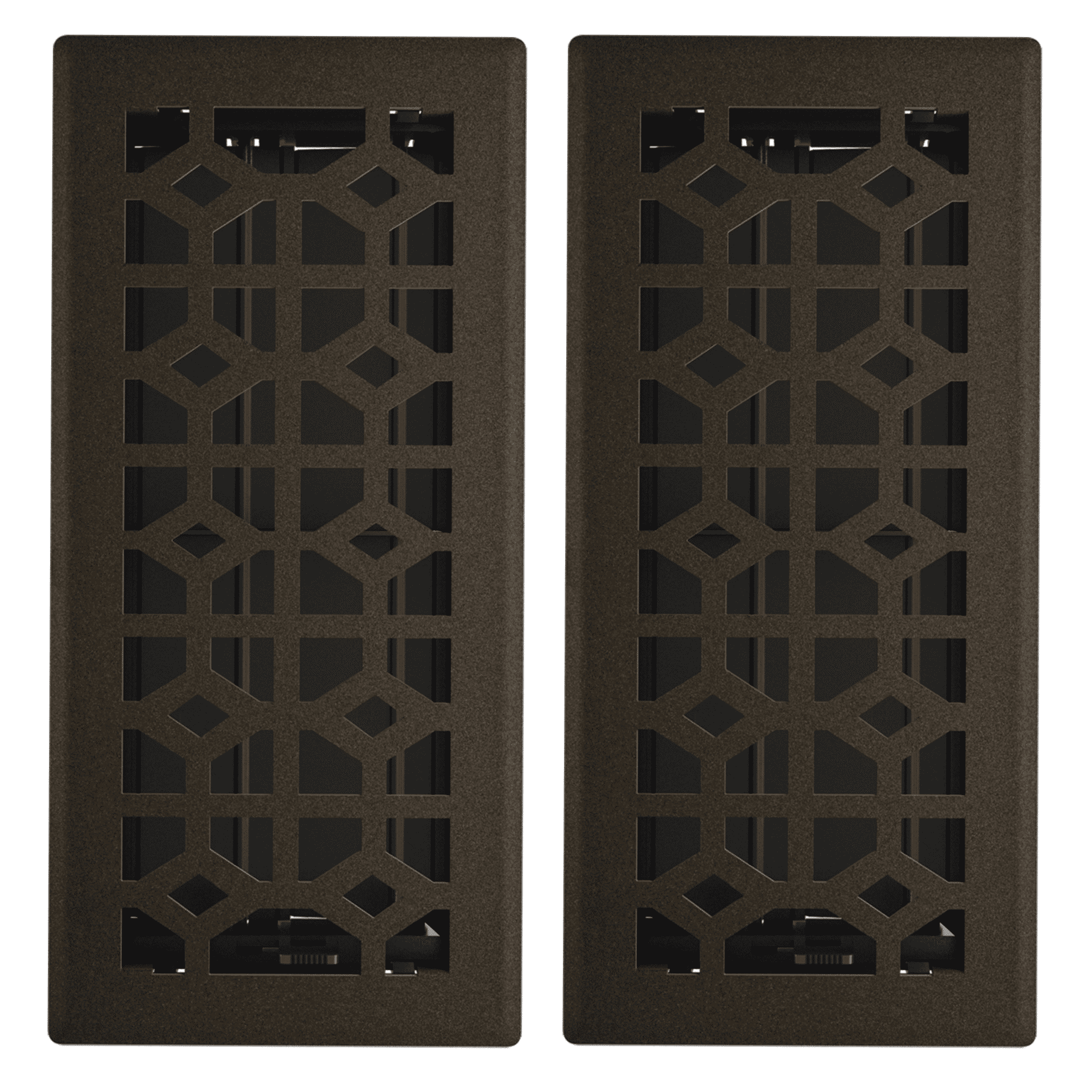 4in x 10in Templar Style Bronze Age Metal Heating and Cooling Air Floor Register (2 PACK) - Overall 5 1/4" x 11 1/4"