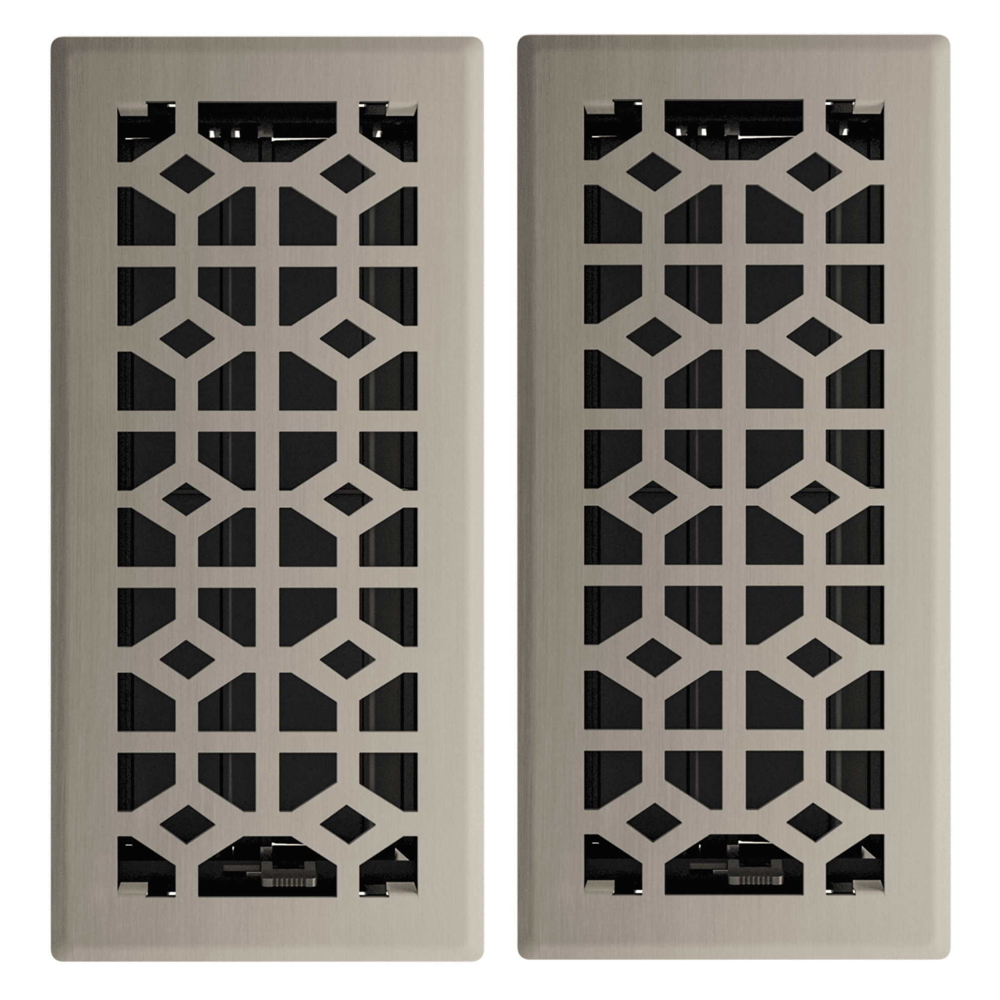 4in x 10in Templar Style Brushed Nickel Metal Rectangular Air Floor Register (2 PACK)