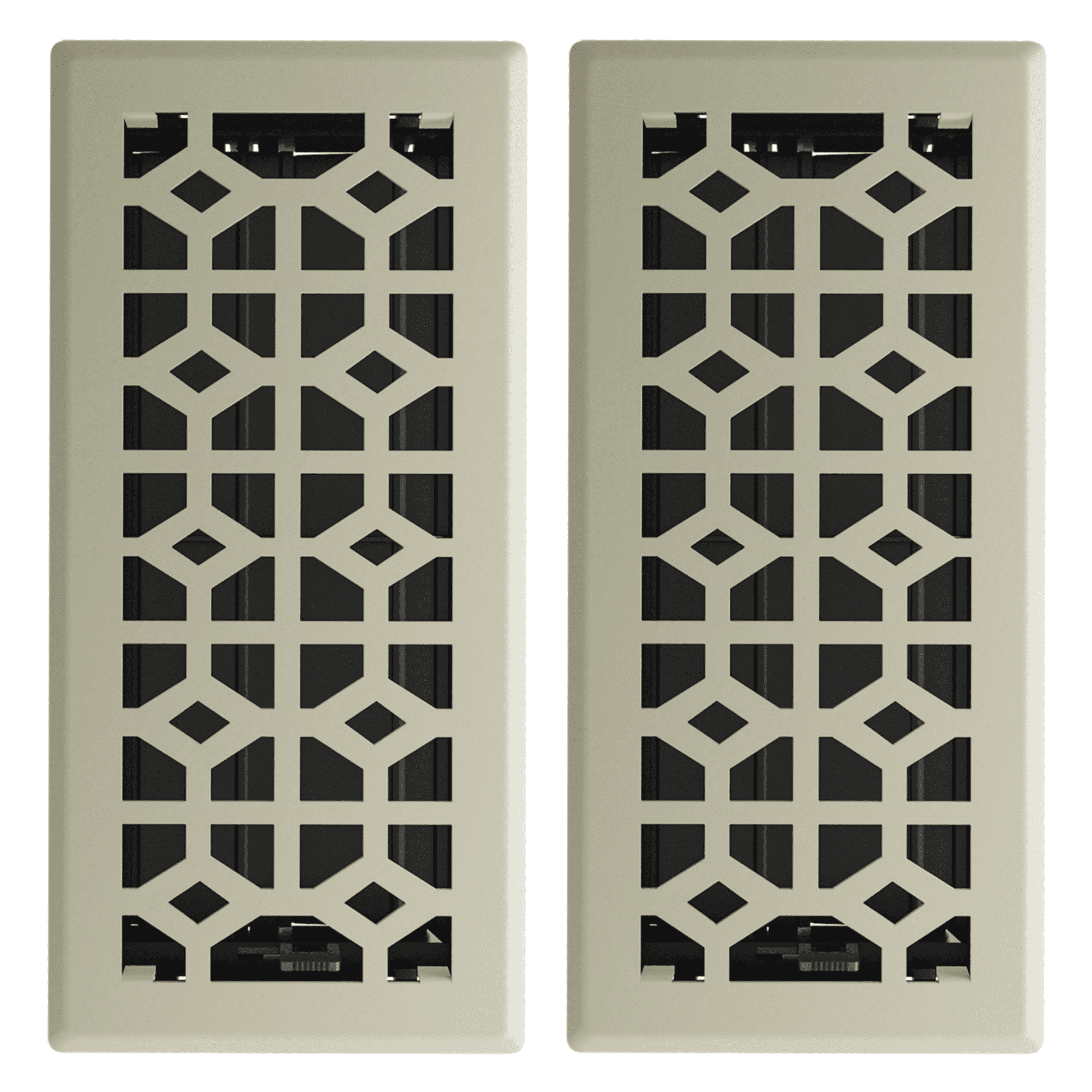 4in x 10in Templar Style Satin Nickel Metal Heating and Cooling Air Floor Register (2 PACK) - Overall 5 1/4" x 11 1/4"