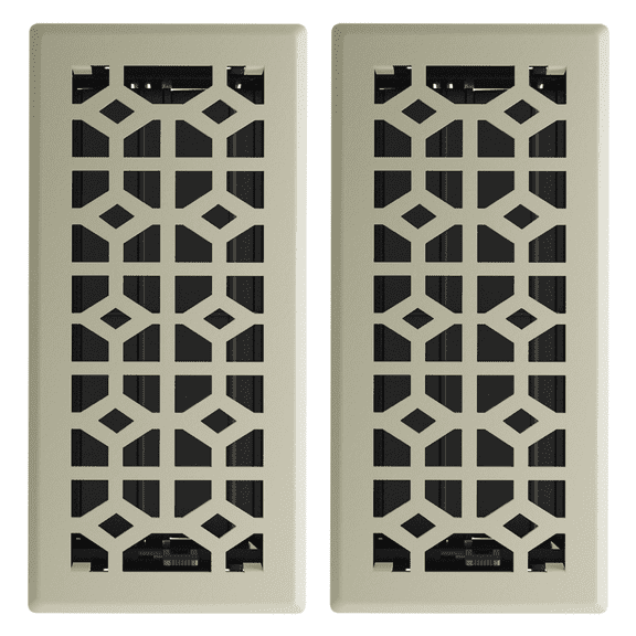 4in x 10in Templar Style Satin Nickel Metal Heating and Cooling Air Floor Register (2 PACK) - Overall 5 1/4" x 11 1/4"