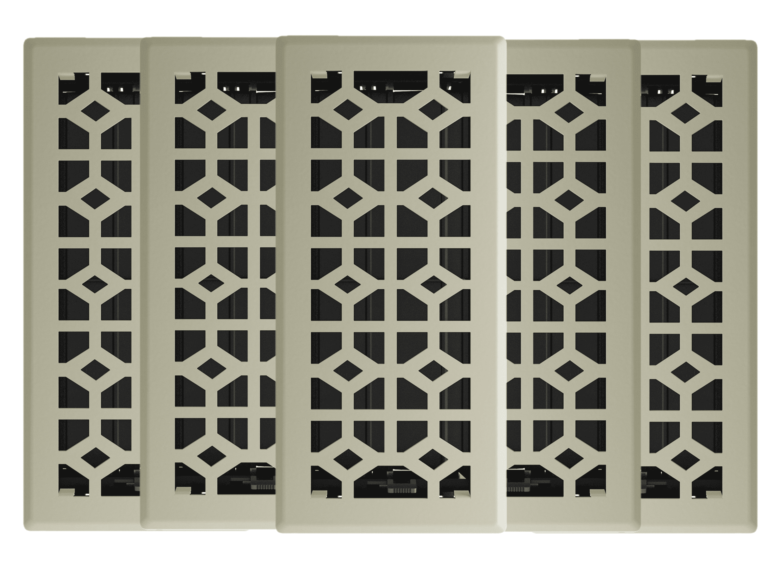 4in x 10in Templar Style Satin Nickel Metal Heating and Cooling Air Floor Register (5 PACK) - Overall 5 1/4" x 11 1/4"