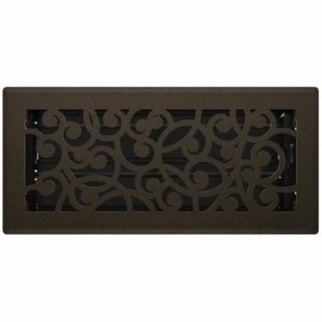Imperial 4in x 10in Wonderland Style Bronze Age Metal Floor Register - Overall 5 1/4" x 11 1/4" — Residential Use, Standard Application