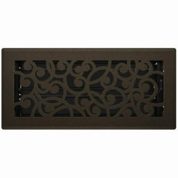4in x 10in Wonderland Style Bronze Age Metal Floor Register - Overall 5 1/4" x 11 1/4"