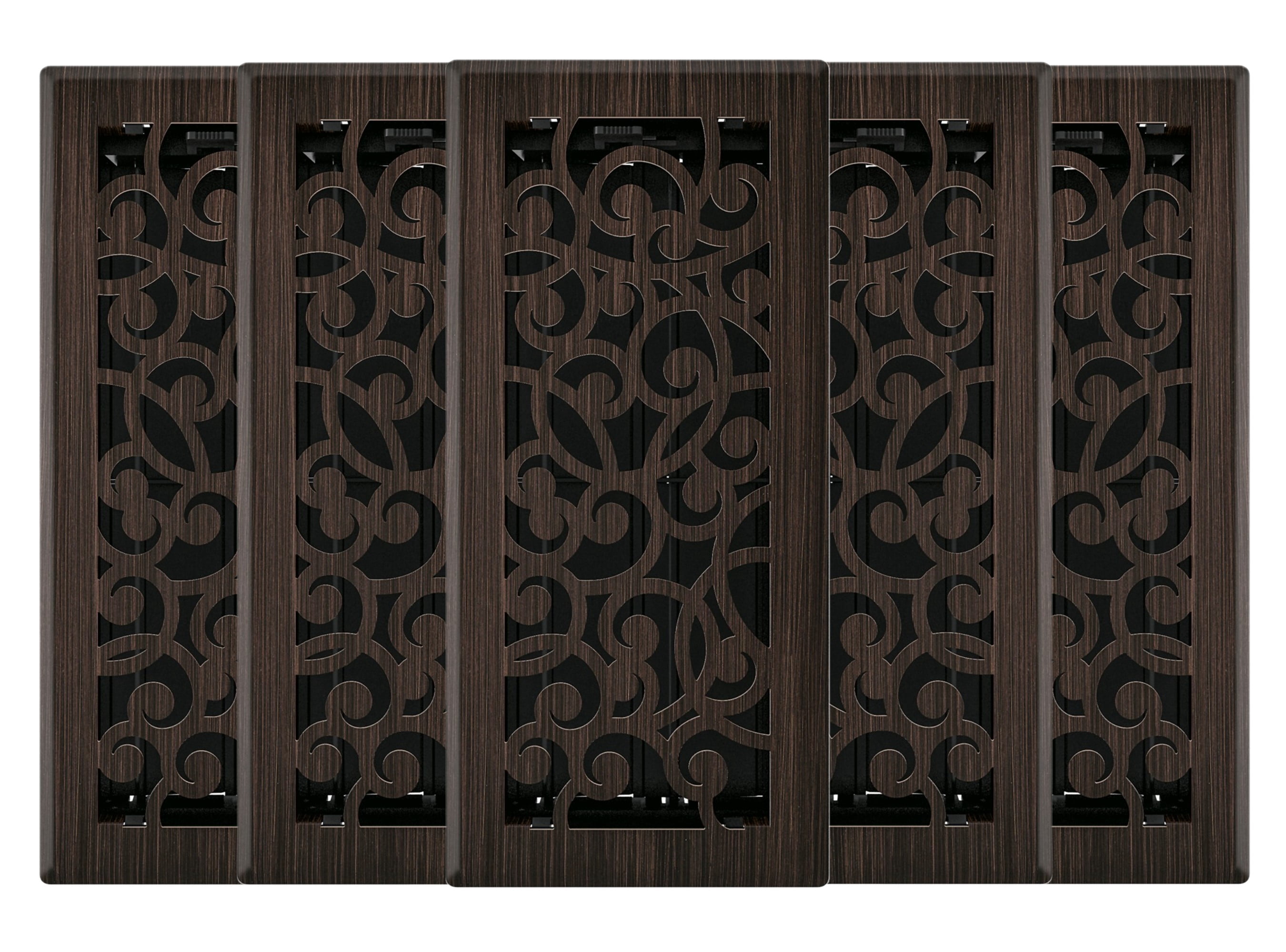 4in x 10in Wonderland Style Oil Rubbed Bronze Metal Heating and Cooling Air Floor Register (5 PACK) - Overall 5 1/4" x 11 1/4"