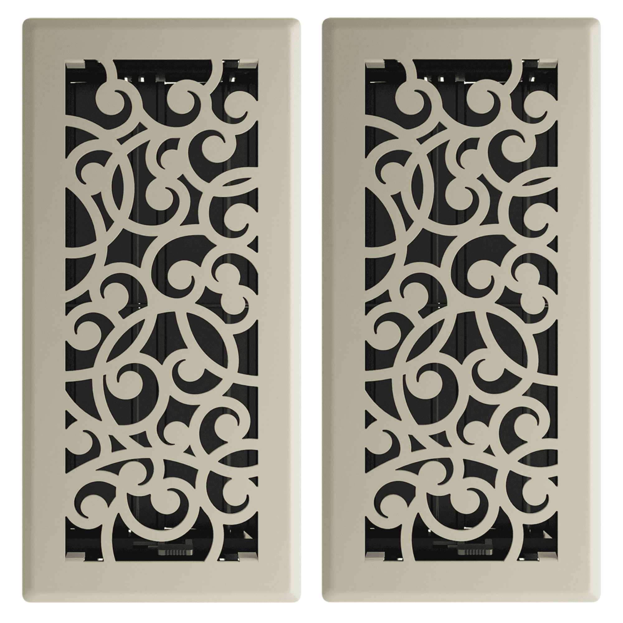 4in x 10in Wonderland Style Satin Nickel Metal Heating and Cooling Air Floor Register (2 PACK) - Overall 5 1/4" x 11 1/4"