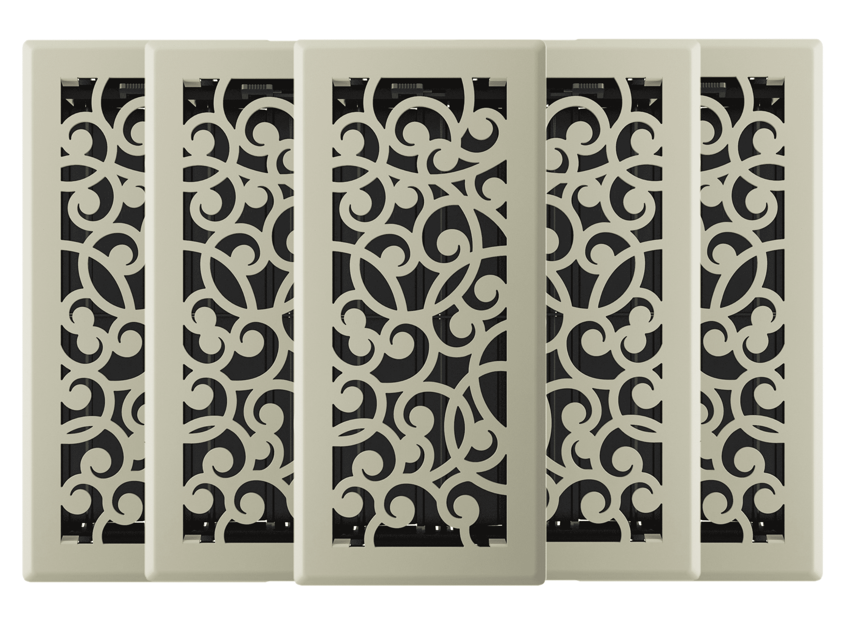 4in x 10in Wonderland Style Satin Nickel Metal Heating and Cooling Air Floor Register (5 PACK) - Overall 5 1/4" x 11 1/4"