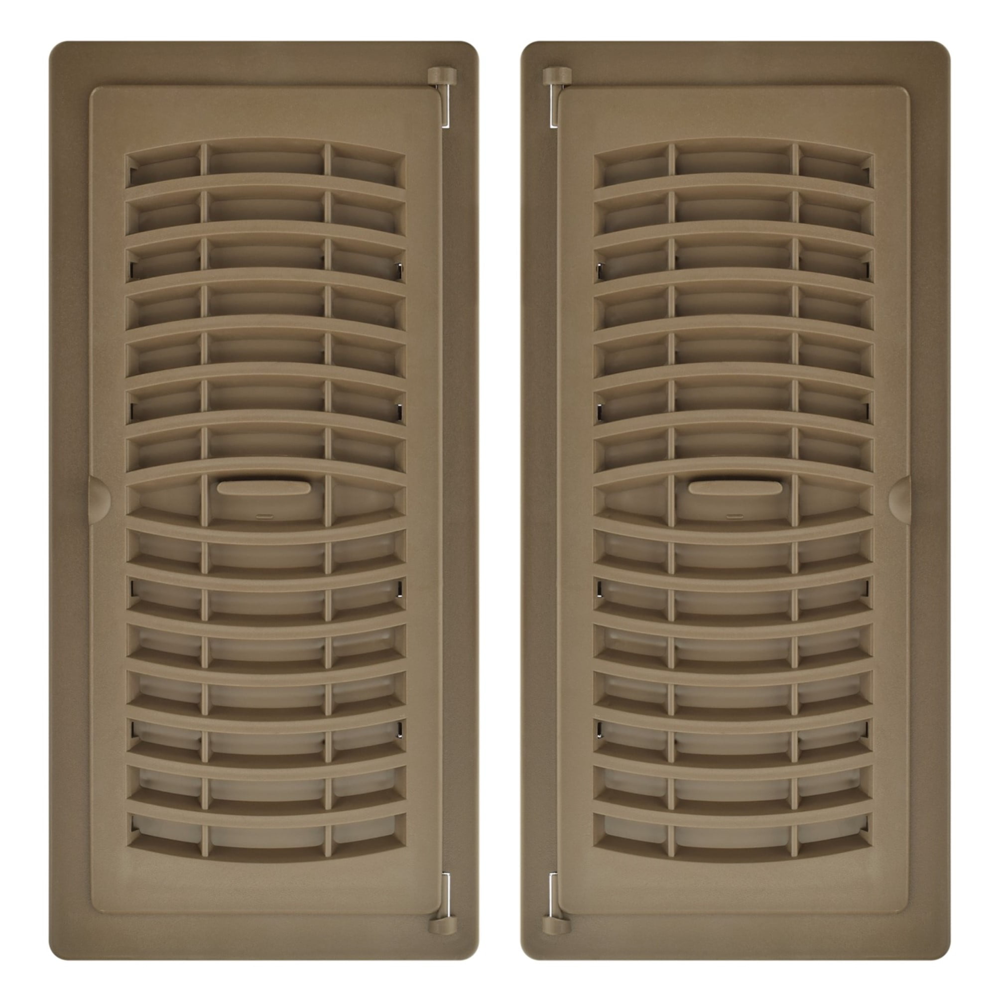 4in x 12in Plastic Rust Proof Tan Pop-Up Heating and Cooling Floor Register (2 PACK) - Overall Dimensions 5 1/4in x 13 1/4