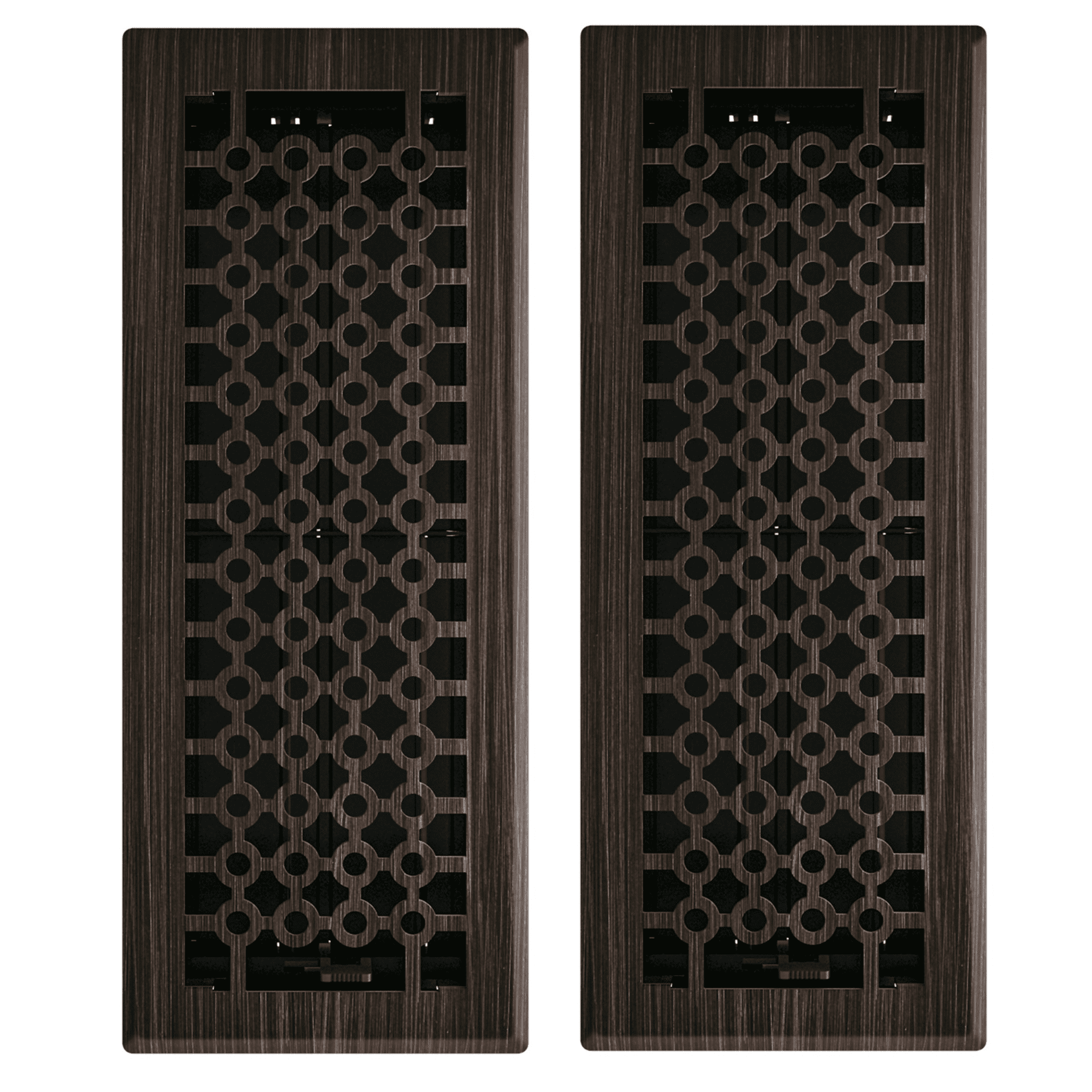 4in x 12in San Francisco Style Oil Rubbed Bronze Metal Heating and Cooling Air Floor Register (2 PACK) - Overall 5 1/4" x 13 1/4"