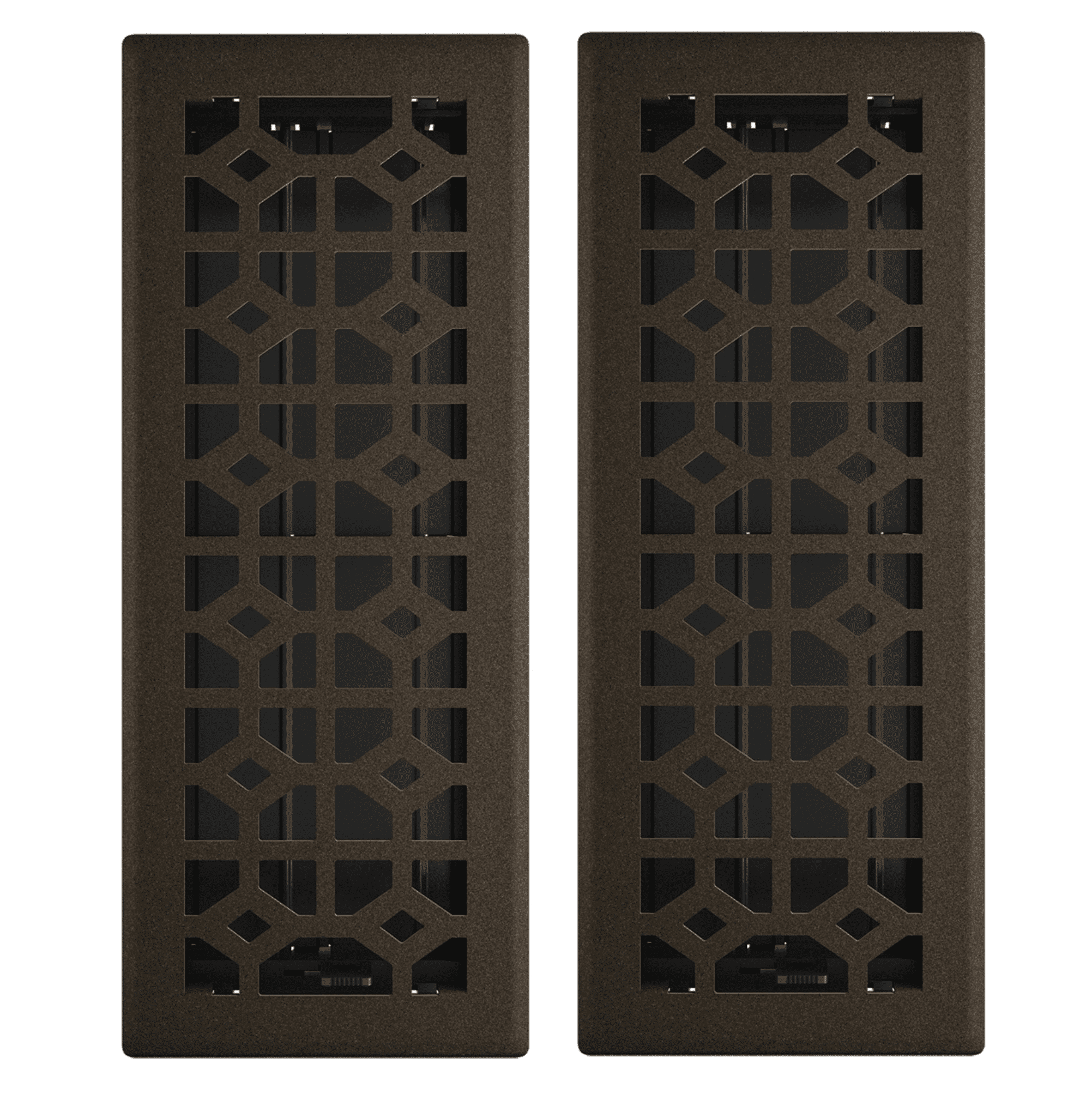4in x 12in Templar Style Bronze Age Metal Heating and Cooling Air Floor Register (2 PACK) - Overall 5 1/4" x 13 1/4"