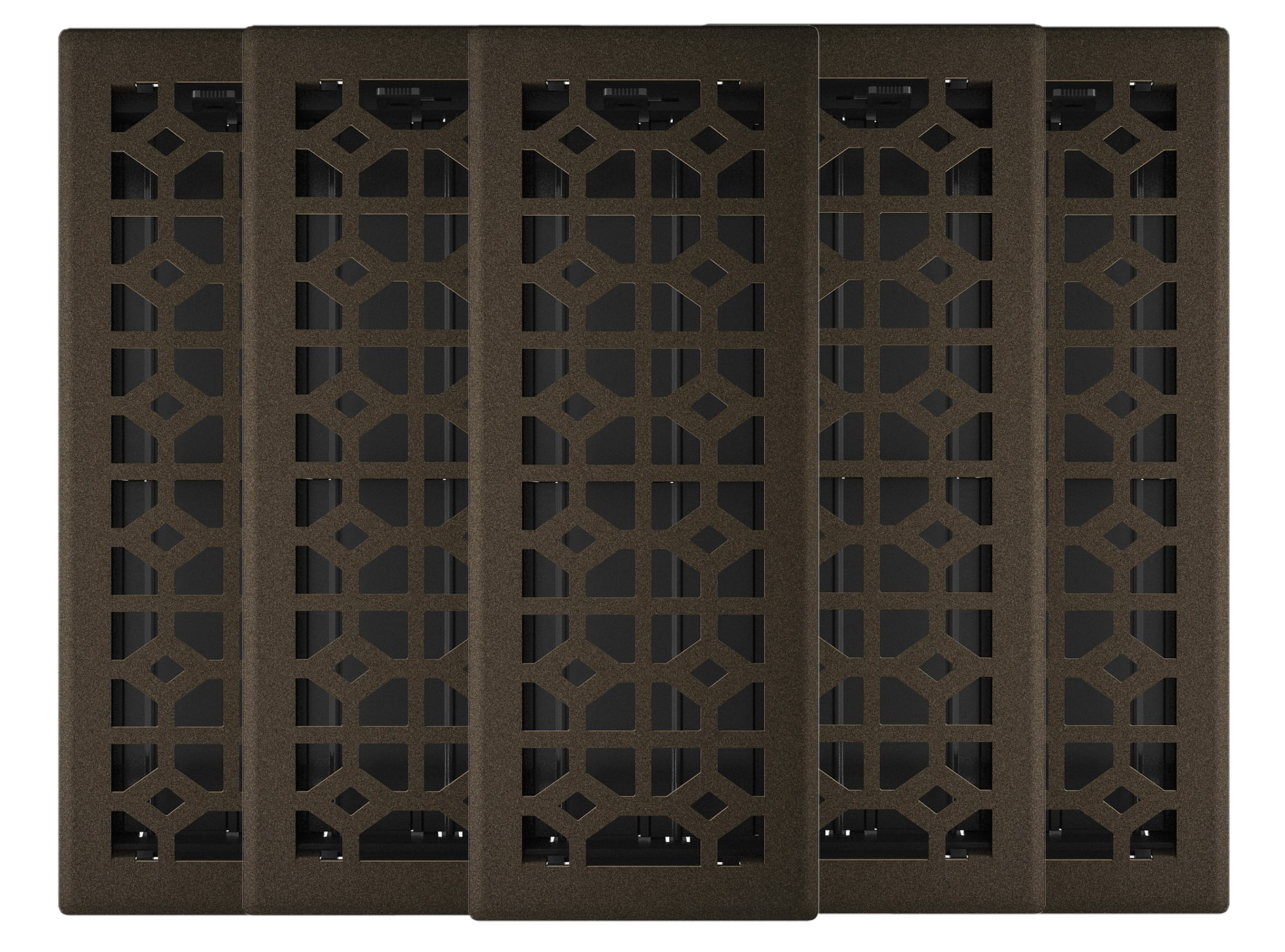 4in x 12in Templar Style Bronze Age Metal Heating and Cooling Air Floor Register (5 PACK) - Overall 5 1/4" x 13 1/4"