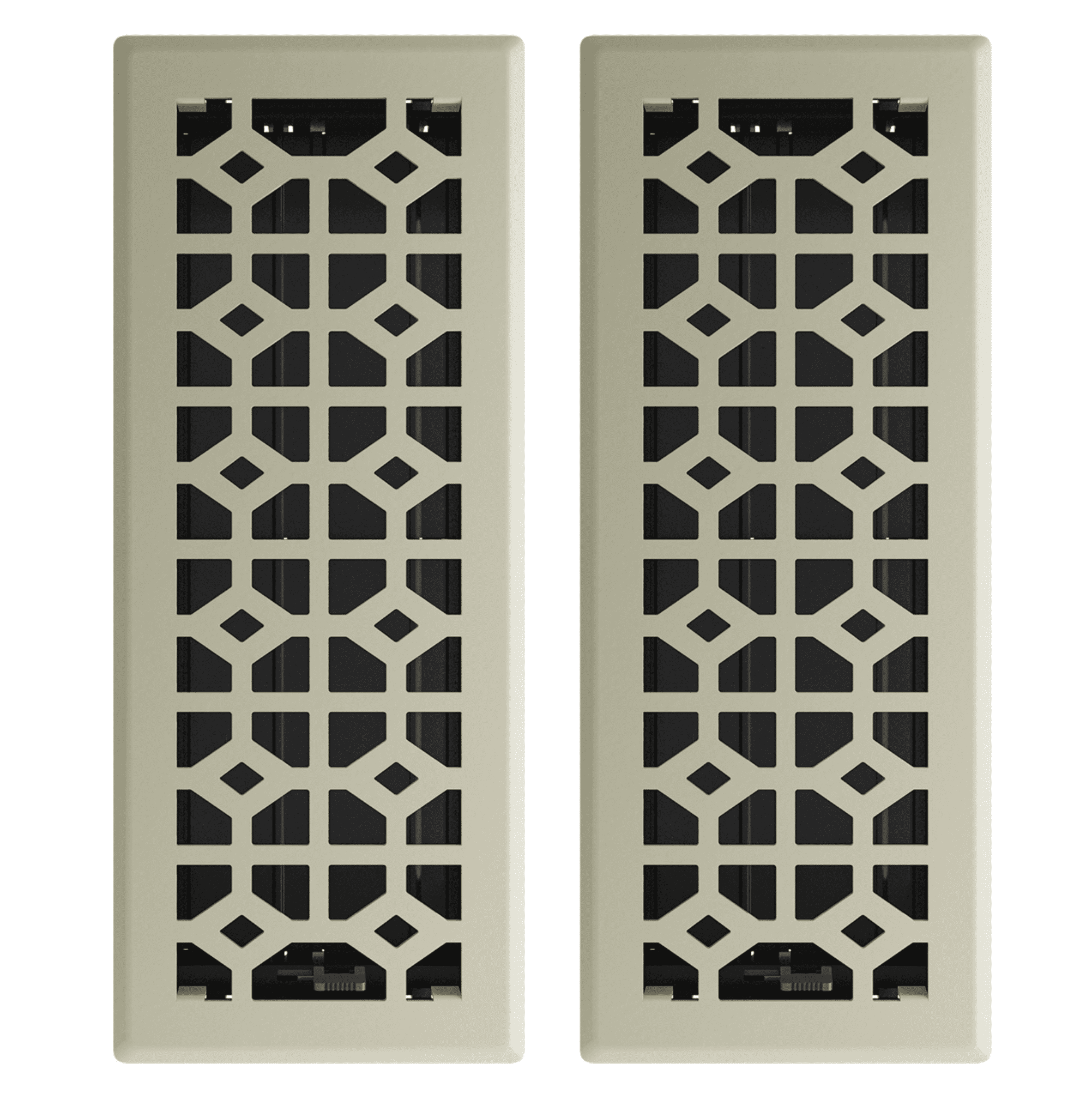 4in x 12in Templar Style Satin Nickel Metal Heating and Cooling Air Floor Register (2 PACK) - Overall 5 1/4" x 13 1/4"