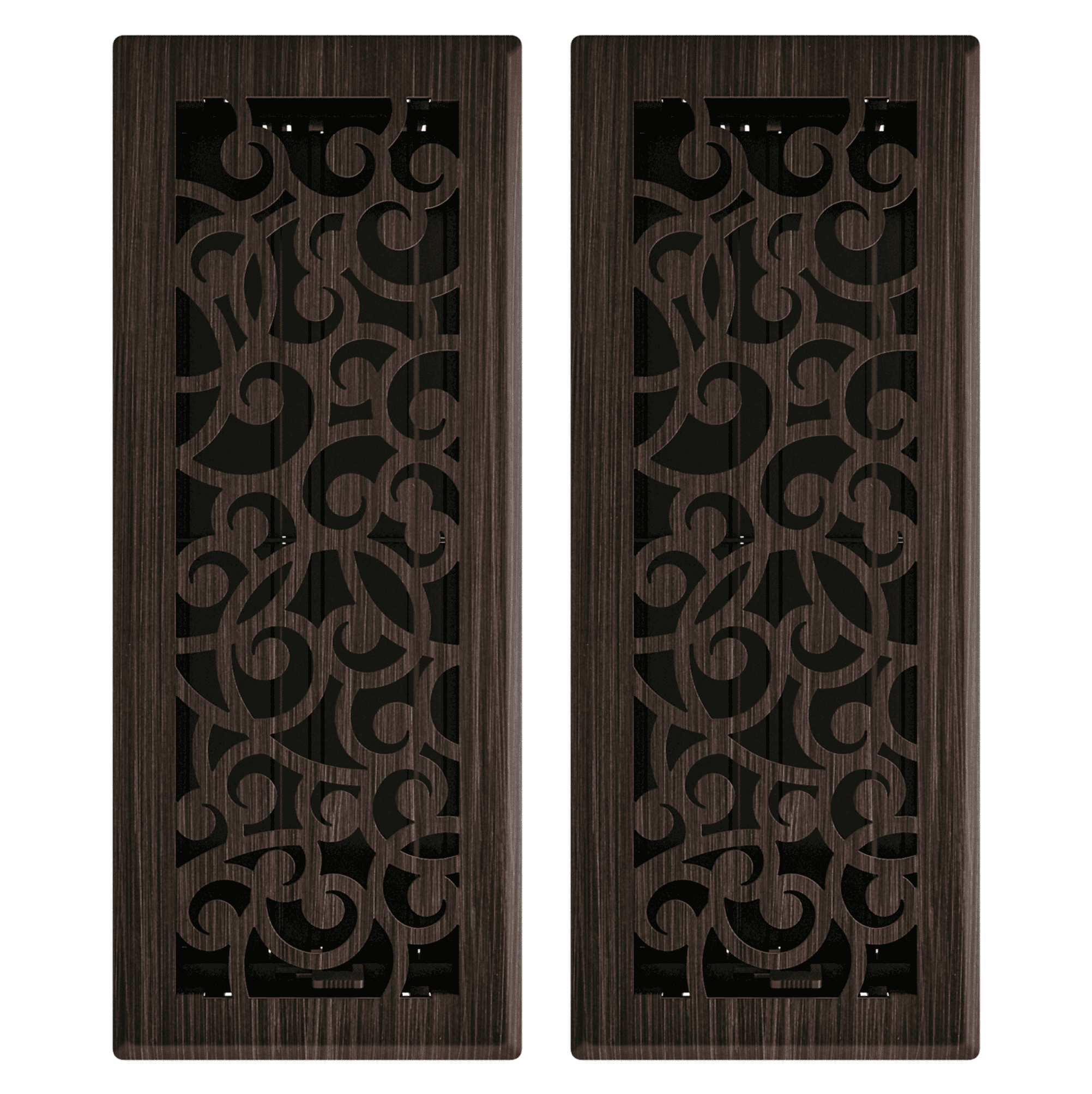 4in x 12in Wonderland Style Oil Rubbed Bronze Metal Heating and Cooling Air Floor Register (2 PACK) - Overall 5 1/4" x 13 1/4"