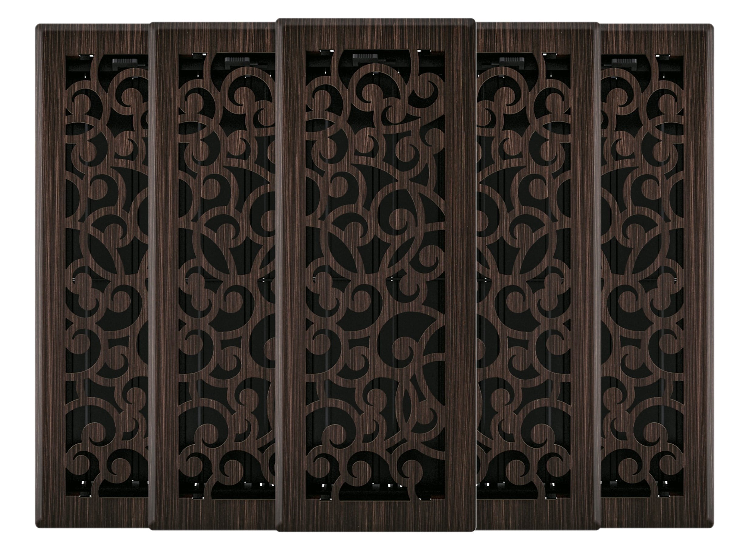 4in x 12in Wonderland Style Oil Rubbed Bronze Metal Heating and Cooling Air Floor Register (5 PACK) - Overall 5 1/4" x 13 1/4"