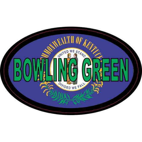 4in x 2.5in Flag Oval Bowling Green Sticker Car Truck Vehicle Bumper Decal