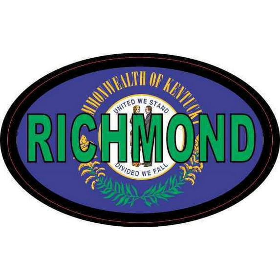 4in x 2.5in Flag Oval Richmond Kentucky Sticker