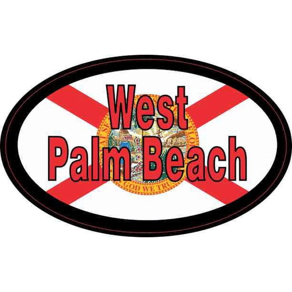 4in x 2.5in Flag Oval West Palm Beach Sticker
